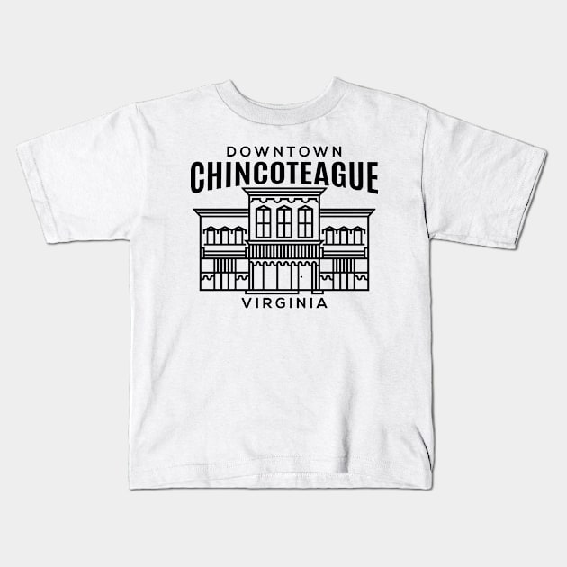 Downtown Chincoteague VA Kids T-Shirt by HalpinDesign